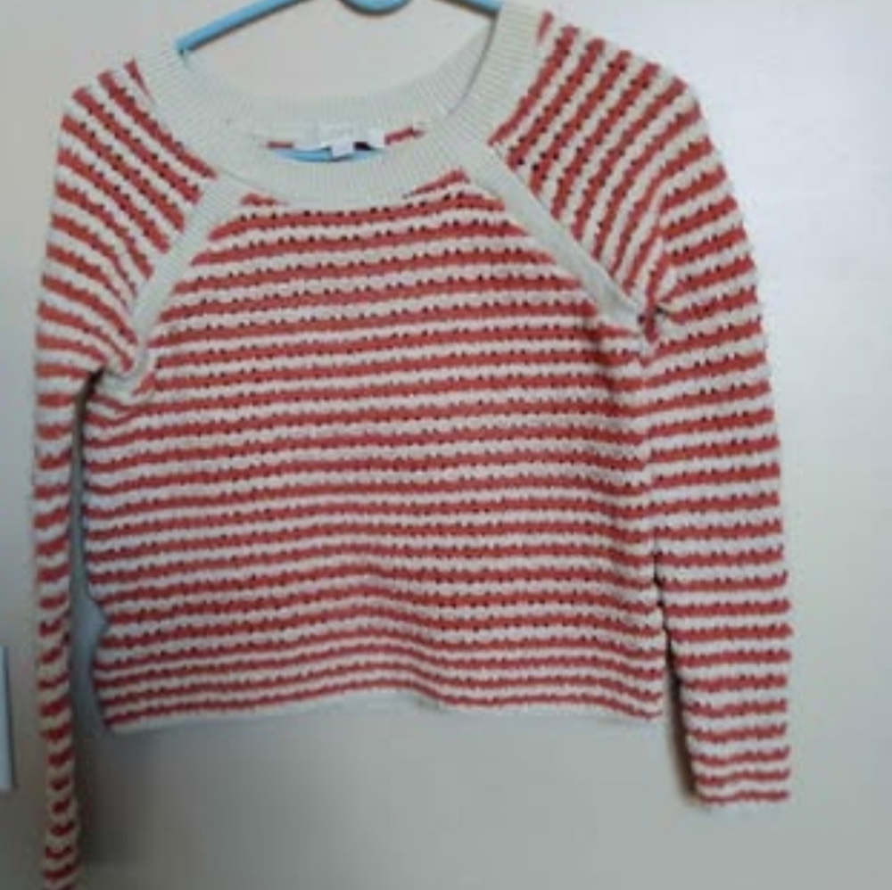 Loft XS Striped Orange and White Women's Sweater